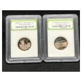 2005S & 2009S Washington Quarters Both Graded DCAM