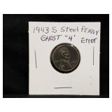 1943S Steel Penny (Ghost 4 Error)