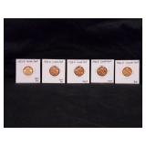 1953D, (2)1955D & (2)1956D Lincoln Pennies