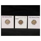 1924D, 1928 & 1939 Mercury Dimes