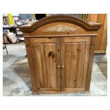 Knotty Pine Armoire Top Carved Crest