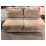 Beige Corduroy Loveseat Sofa Section