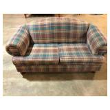 Traditional Plaid Rolled Arm Loveseat
