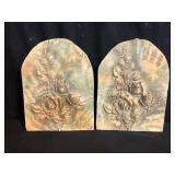 Pair of Embossed Rose Wall Plaques