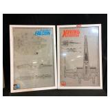 Star Wars Falcon and X-Wing Blueprint Prints