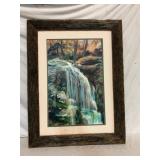 Framed Waterfall Painting Wall Art