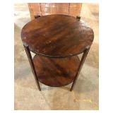 Round Two-Tier Wooden Side Table
