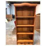 Knotty Pine Bookcase with 2 Drawers