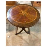 Floral Marquetry Inlaid Round Tea Table
