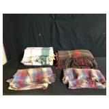 Lot of 4 Woven Plaid Throw Blankets