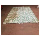 Green and Cream Floral Flatweave Patio Rug 114x84
