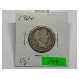 1904 Barber Quarter Graded VG Plus