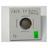 1853 Three Cent Silver Trime Graded VG