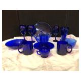 Cobalt Blue Glass Dinnerware Lot