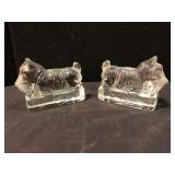 Clear Glass Scottie Dog Bookends Pair