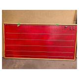 Framed Red Pegboard Slatwall Panel
