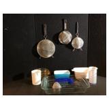 Kitchen Strainers Glassware and Tools Lot
