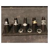 Silver Tone Fashion Ring Lot Approximately 9