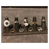 Black Stone and Onyx Style Ring Lot