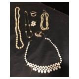 Faux Pearl Necklace Earring and Set Lot