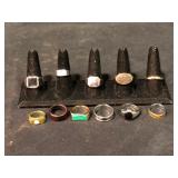 Mens Onyx Signet and Band Ring Lot