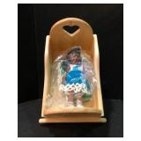 Crochet Doll With Wooden Heart Cradle