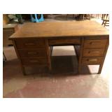 Antique Quartersawn Oak Pedestal Desk