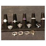 Color Stone Cocktail Ring Lot Approximately 14