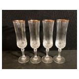 Cristal D Arques Longchamp Gold Rim Flutes