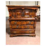 Spanish Revival Pine Chest with Hutch