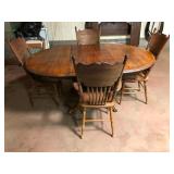 Antique Oak Claw Foot Table 4 Chair Set