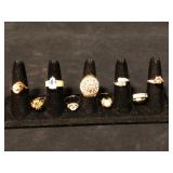 Gold Tone Cluster and Cocktail Ring Lot