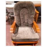 Solid Oak Glider Rocker with Cushions