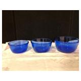 Anchor Hocking Cobalt Mixing Bowls Set of 3