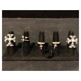 Rhinestone Cross and Religious Ring Lot