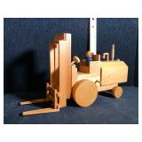 Handcrafted Wooden Forklift Toy with Man