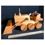 Handmade Wooden Bucket Truck Toy with Man