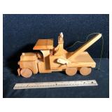 Vintage Handmade Wooden Toy Tow Truck