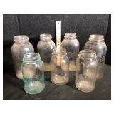 Seven Vintage Glass Mason Jars Ball Atlas