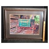 Framed Antique Farm Wagon Photograph