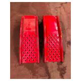 Heavy-Duty Red Steel Car Ramps Pair