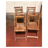 Vintage Wood Slat Folding Chairs Lot of 4