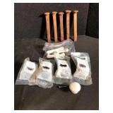 Ceramic Cabinet Knobs and Railroad Spikes Lot