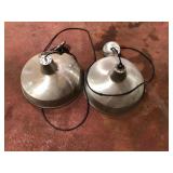 Brushed Nickel Dome Pendant Lights Pair