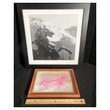 Framed Wall Art Lot of 2 Horse and Landscape