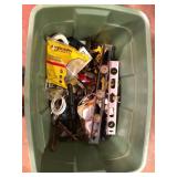 Tote of Mixed Hand Tools and Hardware
