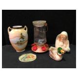 Decorative Variety Lot Vases Plate and Feeder