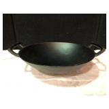 Heavy Cast Iron Wok Two Handle Unmarked