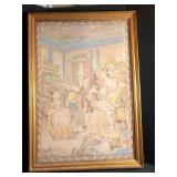 French Style Framed Tapestry Wall Hanging