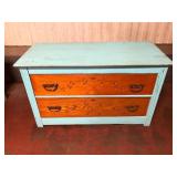 Folk-Painted Wood 2-Drawer Chest Floral